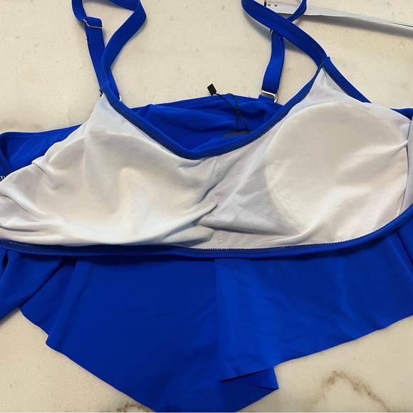Rebdolls Vibrant Blue “prism” ruffle swim top - Picture 8 of 8